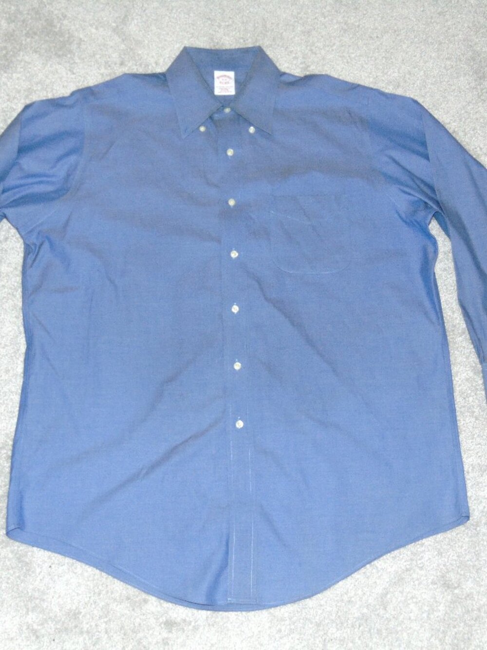 Brooks Brothers Men Long Sleeve Shirt Size 16-32 Blue Cotton Solid Button Down